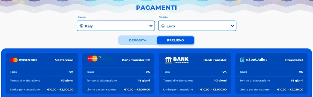 Prelievi Posido Casino
