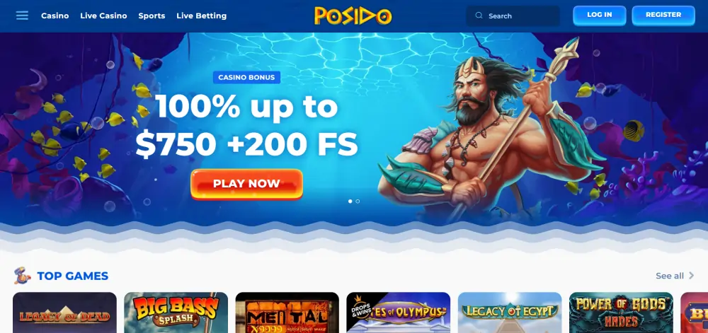 Homepage di Posido Casino